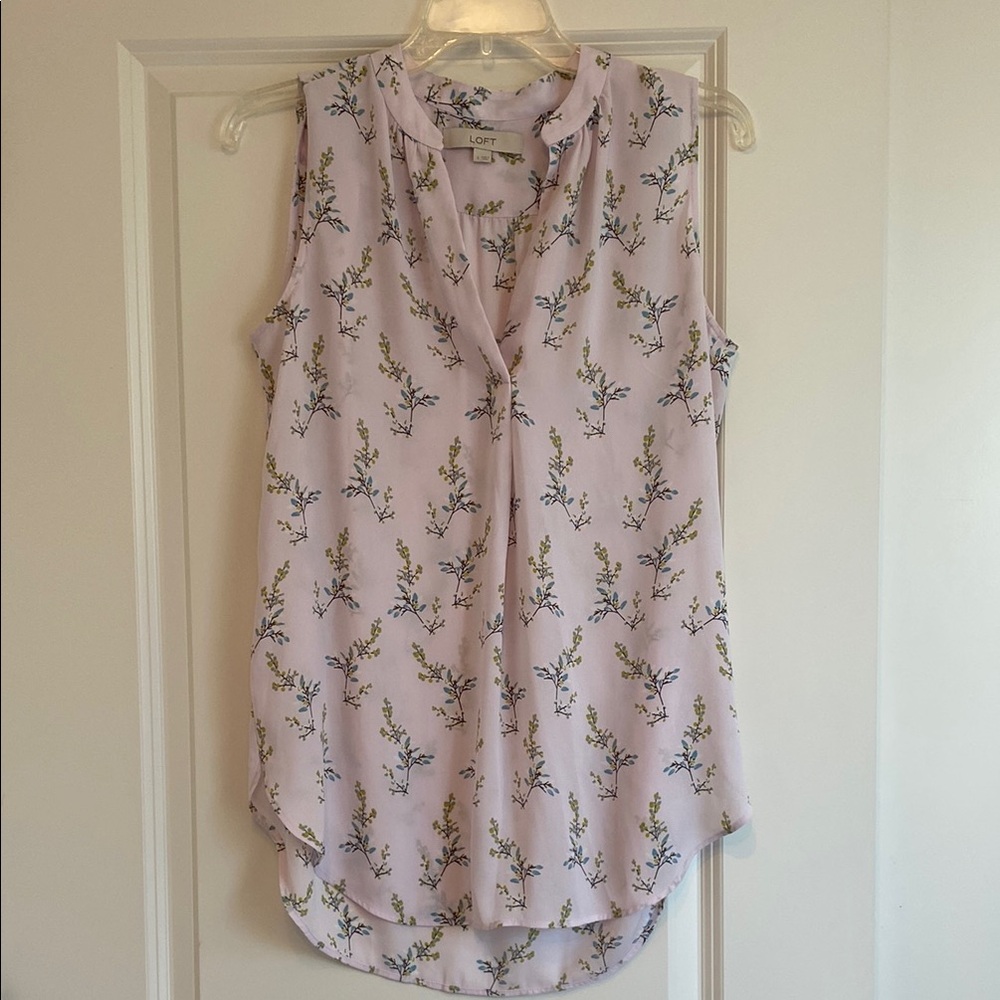 LOFT Pink Sleeveless Tunic open Front Blouse